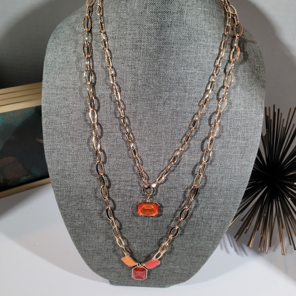 New York And Company Double Strand Gold Necklace 48$